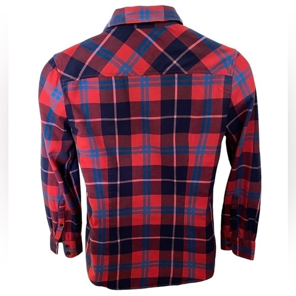 J. CREW Perfect Fit Red & Blue Button Down Shirt Women SP Small Petite - Picture 3 of 5